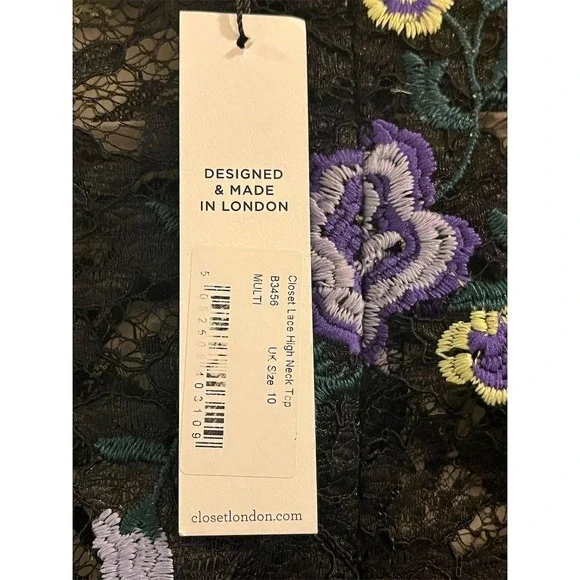 Closet London Women's Floral Lace High Neck Blouse Top Size 6 Steampunk Romantic - Picture 9 of 11